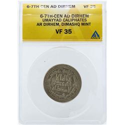 6-7th Century AD Dirhem Coin ANACS VF35