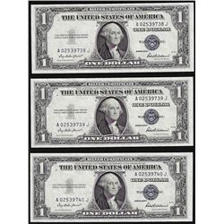 Lot of (3) Consecutive 1935F $1 Silver Certificate Notes