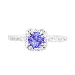 14KT White Gold 0.62ct Tanzanite and Diamond Ring