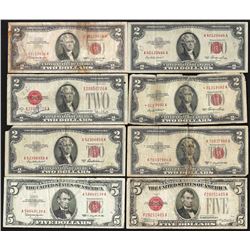 Lot of (6) Red Seal Legal Tender Notes