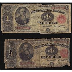 Group of (2) 1891 $1 Treasury Notes - See Details