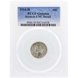 1916-D Mercury Dime Coin PCGS Genuine Unc Details