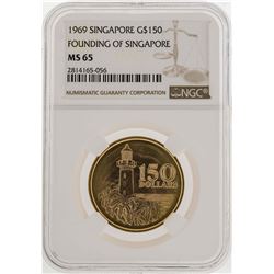1969 Singapore $150 Founding of Singapore Gold Coin NGC MS65