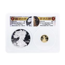 2016 American Silver & Gold Eagle 30th Anniversary Proof Bimetallic Set PCGS PR7