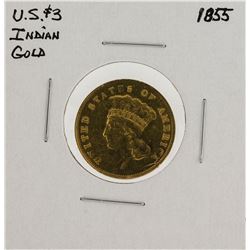 1855 $3 Indian Princess Head Gold Coin