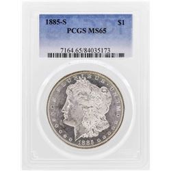 1885-S $1 Morgan Silver Dollar Coin PCGS MS65