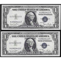 Lot of (2) Consecutive 1935D $1 Silver Certificate Notes Wide Uncirculated