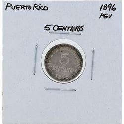 1896 PGV Puerto Rico 5 Centavos Silver Coin