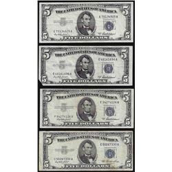 Lot of (4) 1953 $5 Silver Certificate Notes