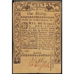 1786 Rhode Island One Shilling Colonial Currency Note