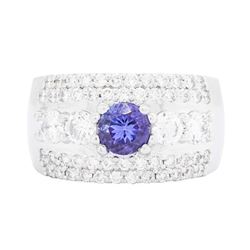 14KT White Gold 1.72ct Tanzanite and Diamond Ring