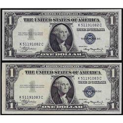 Lot of (2) Consecutive 1935A $1 Silver Certificate Notes Uncirculated