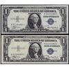 Image 1 : Lot of (2) Consecutive 1935A $1 Silver Certificate Notes Uncirculated