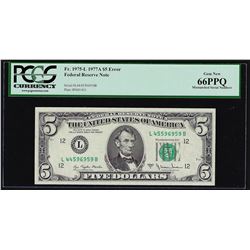 1977A $5 Federal Reserve Note Mismatched Serial Number ERROR PCGS Gem New 66PPQ