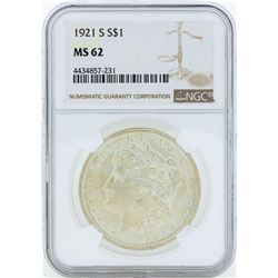 1921-S $1 Morgan Silver Dollar Coin NGC MS62