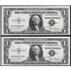 Image 1 : Lot of (2) Consecutive 1935D $1 Silver Certificate Notes Narrow Uncirculated