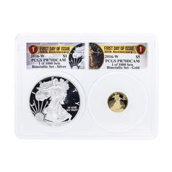 2016 American Silver & Gold Eagle 30th Anniversary Proof Bimetallic Set PCGS PR7
