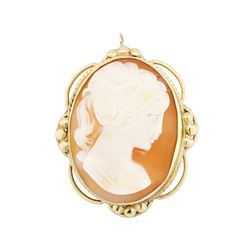 14KT Yellow Gold Cameo Pendant/Pin