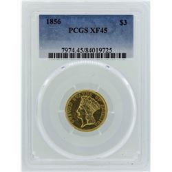 1856 $3 Indian Princess Head Gold Coin PCGS XF45