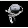 Image 4 : 14KT White Gold Tahitian Pearl and Diamond Ring