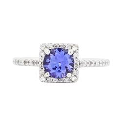 14KT White Gold 1.20ct Tanzanite and Diamond Ring