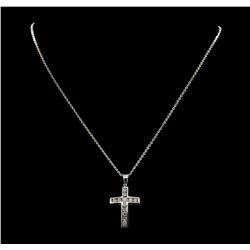 14KT White Gold 1.05ctw. Diamond Cross Pendant with Chain