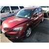 Image 1 : 2006 MAZDA 3, 4 DOOR HATCHBACK, RED, 2.3L, GAS, MANUAL, VIN#JM1BK143861504568, 188,077,