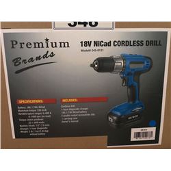 LOT OF 5 PREMIUM BRANDS 18 VOLT NICAD CORDLESS DRILLS