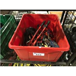 BIN OF ASSORTED HAND TOOLS