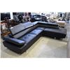 Image 1 : BLACK LEATHER SECTIONAL SOFA SET