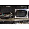 Image 2 : SHELF LOT INCLUDING MICROWAVE, OIL CHANGE PAN, ELECTRONICS AND MORE