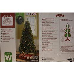 7.5 FOOT PRE-LIT KENNEDY  QUICK SET CHRISTMAS TREE 600 PRE-STRUNG LIGHTS, 179.98 RETAIL PRICE NEW