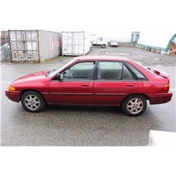 1995 FORD ESCORT HATCHBACK, RED, GAS, AUTOMATIC, VIN#1FALP14J1SW205494, 146,940KMS, RD,AW, DRIVERS