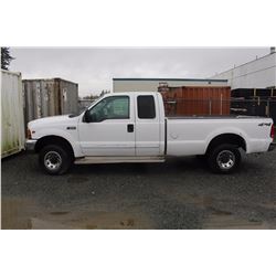 2001 FORD F250 PICK UP, WHITE, GAS, AUTOMATIC, VIN#1FTNX21L21EA20714, 290,699KMS, 1 ICBC REPAIED