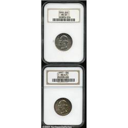 1955 25C MS67 NGC, deeply variegated sea-green,