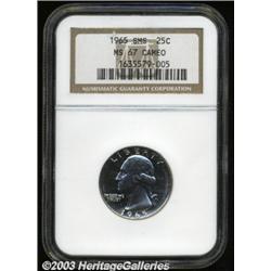 1965 25C SMS MS67 Cameo NGC.