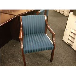 KIMBALL MAHOGANY FRAME TURQUOISE PATTERN CLIENT CHAIR