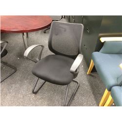 BLACK MESH BACK SLED BASE CLIENT CHAIR