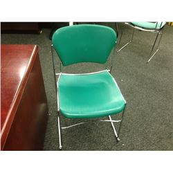 GREEN CHROME FRAME STACKING SIDE CHAIR