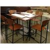 Image 1 : CHERRY BAR HEIGHT LUNCH ROOM TABLE SET WITH SIX STOOLS