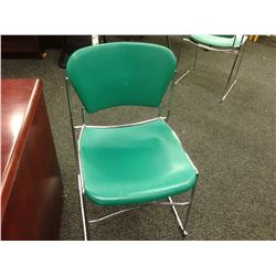 GREEN CHROME FRAME STACKING SIDE CHAIR