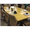 Image 2 : BIRD'S EYE MAPLE INLAID 12.5' X 6.5' BOAT SHAPE BOARDROOM TABLE WITH BUILT IN ELECTRICAL AND SIGNAL