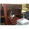 Image 2 : MAHOGANY 6' X 6' COMPUTER WORKSTATION WITH HUTCH