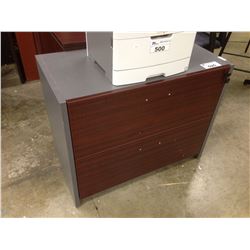 MAHOGANY STORM GREY 2 DRAWER LATERAL FILE CABINET