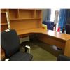 Image 3 : MAPLE 6.5' X 6' CORNER COMPUTER STATION WITH HUTCH AND 12 COMPARTMENT CUBBY STORAGE UNIT