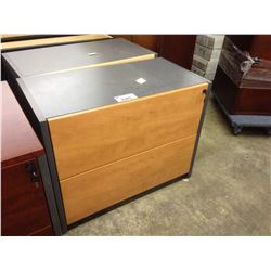 MAPLE AND STORM GREY 2 DRAWER LATERAL FILE CABINET