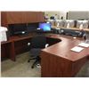 Image 2 : CHERRY 9' X 6' U-SHAPE EXECUTIVE DESK WITH HUTCH