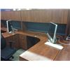 Image 2 : CHERRY 6' X 6' CORNER COMPUTER DESK WITH HUTCH