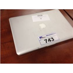 APPLE MACBOOK PRO 13'' ALUMINUM NOTEBOOK COMPUTER, NO POWER SUPPLY, NO HARD DRIVE, CONDITION