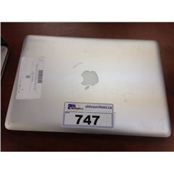 APPLE MACBOOK PRO 13'' ALUMINUM NOTEBOOK COMPUTER, NO POWER SUPPLY, NO HARD DRIVE, CONDITION